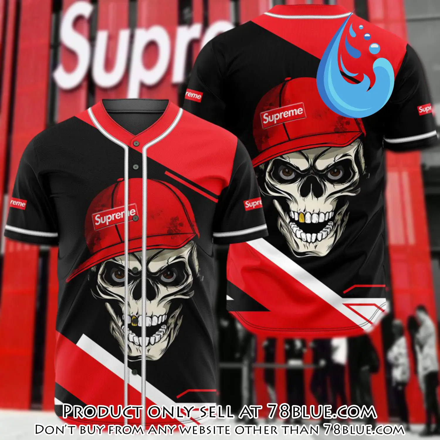 Supreme skull baseball jersey shirt luxury bjs1243 78b5406942